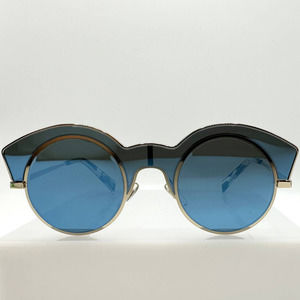 Rare Vtg Alain Mikli La Nuit A04009 003/55 Gold Blue Flash Mirror Sunglasses